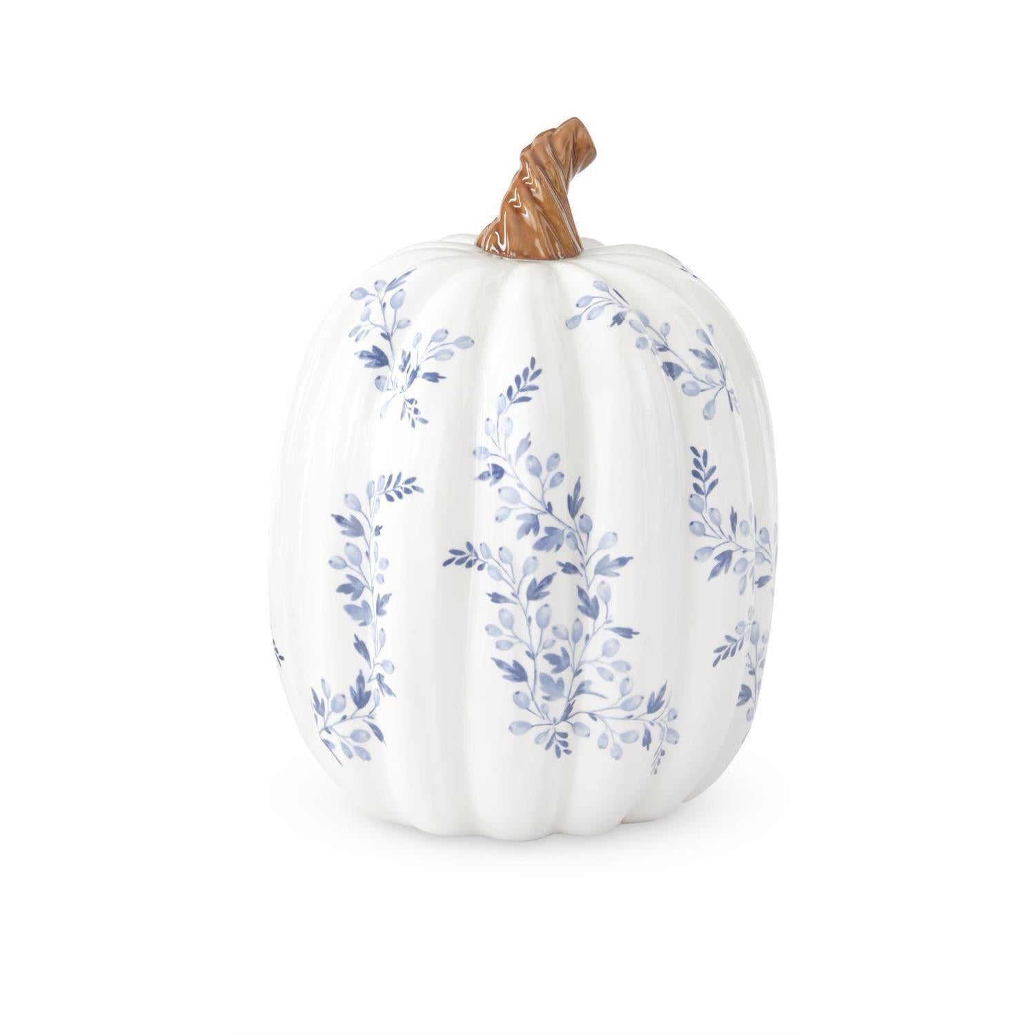 Blue & White Floral Pumpkin